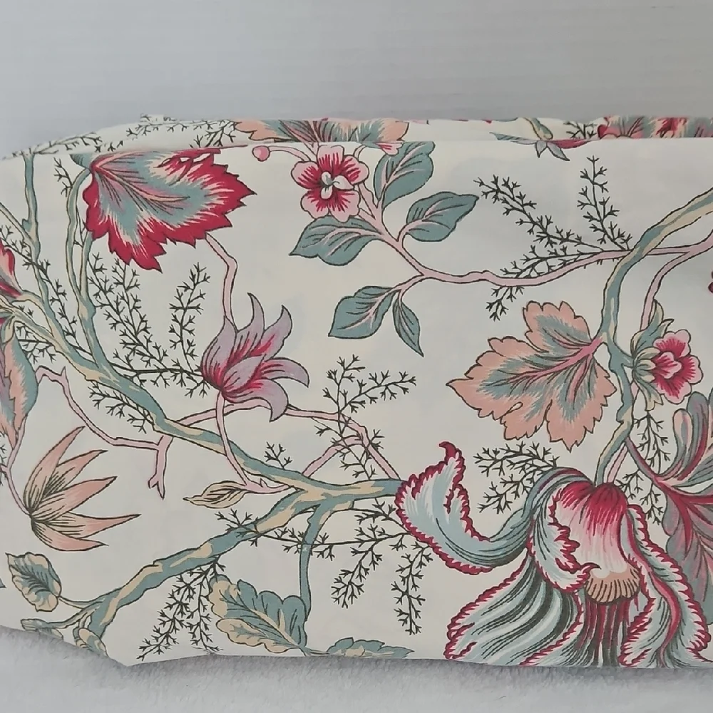 Pottery Barn Marie Palampore Floral Cream Pink Green Cotton Twin Duvet Cover